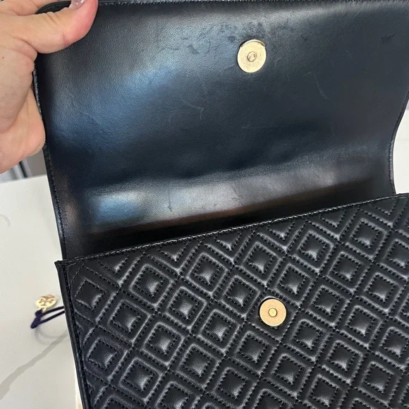 Tory Burch Fleming Large Convertible Bag Black Quilted Leather w/ Dust Bag - Picture 11 of 13